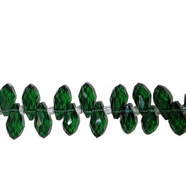Green Teardrop Faceted  Beads 16" Strand 6x12mm
