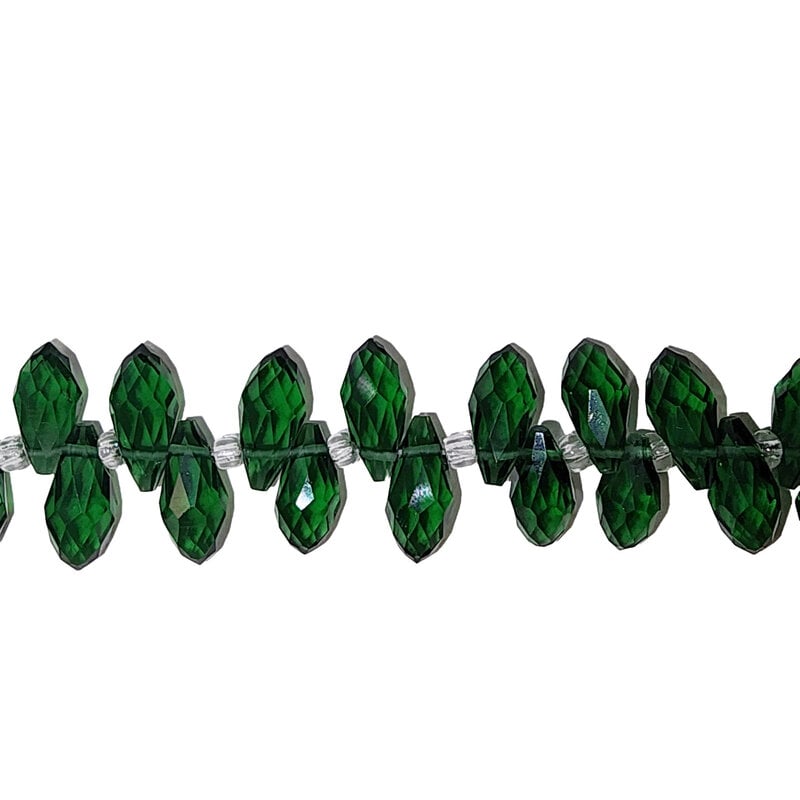 Green Teardrop Faceted  Beads 16" Strand 6x12mm