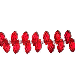 Light Red Teardrop Faceted  Beads 16" Strand 6x12mm