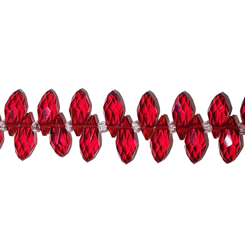 Red Teardrop Faceted  Beads 16" Strand 6x12mm