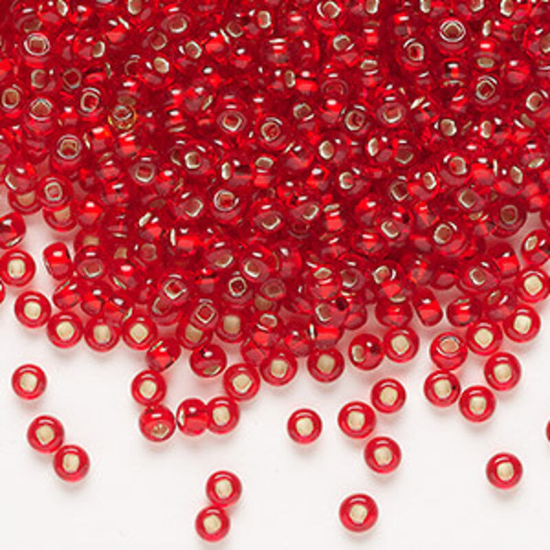 Preciosa Sb#8 Loose SH TP Silver-Lined Red 50gm pkg.