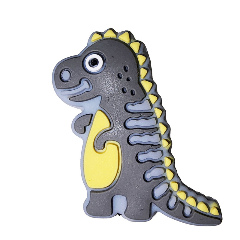 Grey Dinosaur Silicone Charm 28x20mm