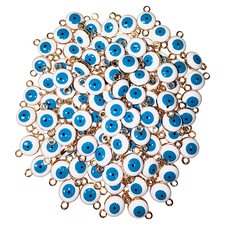 Gold Double Loop Evil Eye Charms 3pcs.