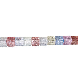 Cube Multi Color Crackle Beads Strand