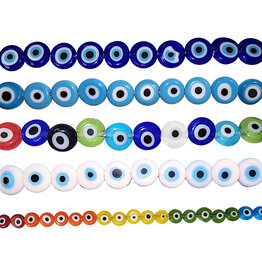 Flat Round Evil Eye Beads Strand