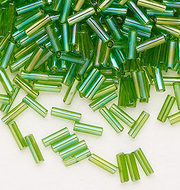 Preciosa Czech Bugle Bead #3 Loose TL Rainbow Lime Green 50-gram pkg.