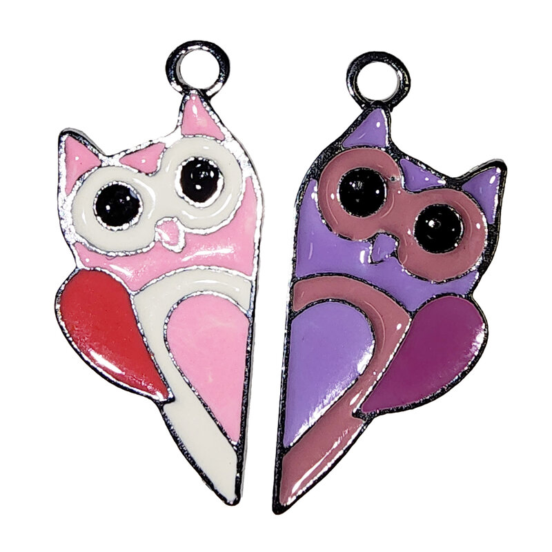 Matching Pink and Purple Owl Charm 25x13mm