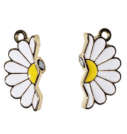 Matching Gold Magnetic White Flower Charm 25x12mm