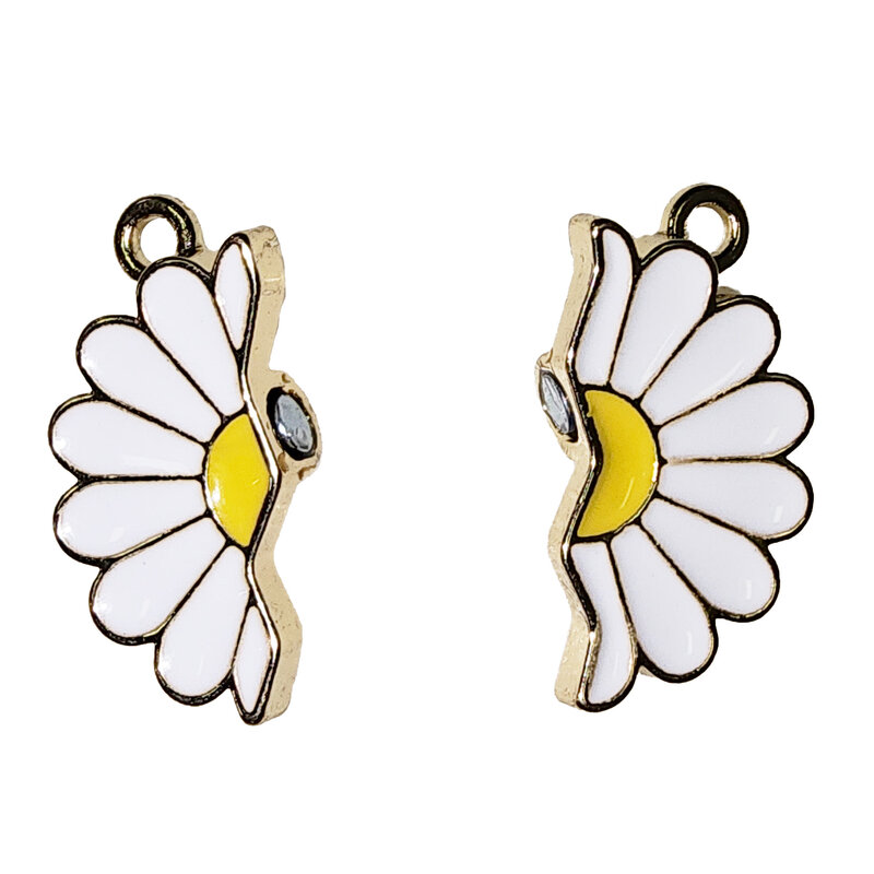 Matching Gold Magnetic White Flower Charm 25x12mm