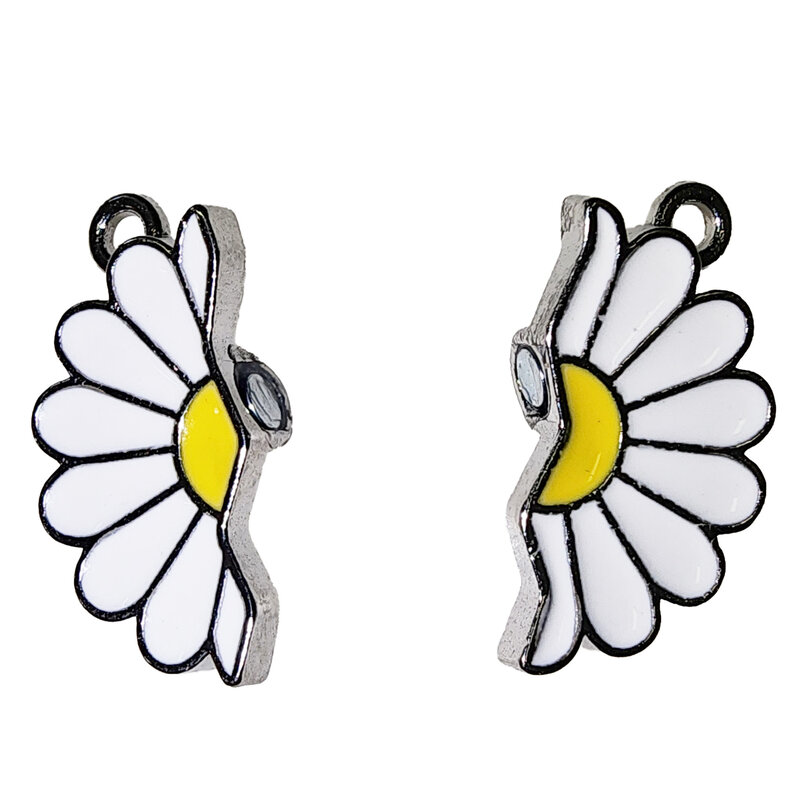 Matching Silver Magnetic White Flower Charm 25x12mm