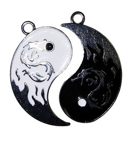 Matching Large Yin Yang with Dragon Charm 30x28mm