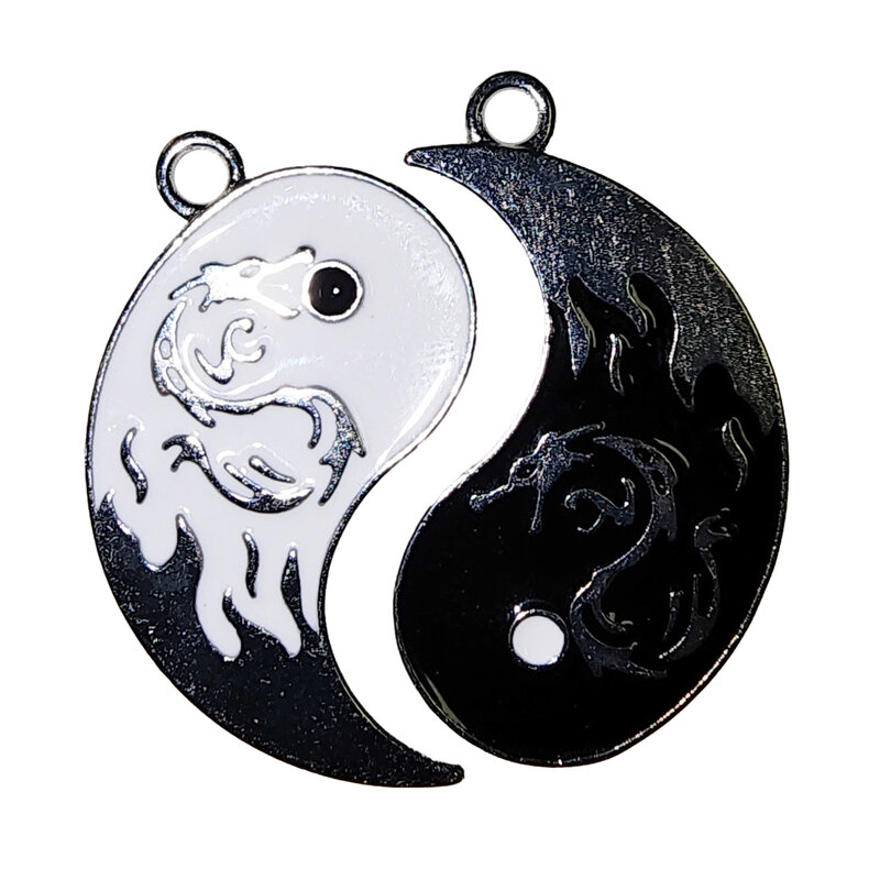 Matching Large Yin Yang with Dragon Charm 30x28mm