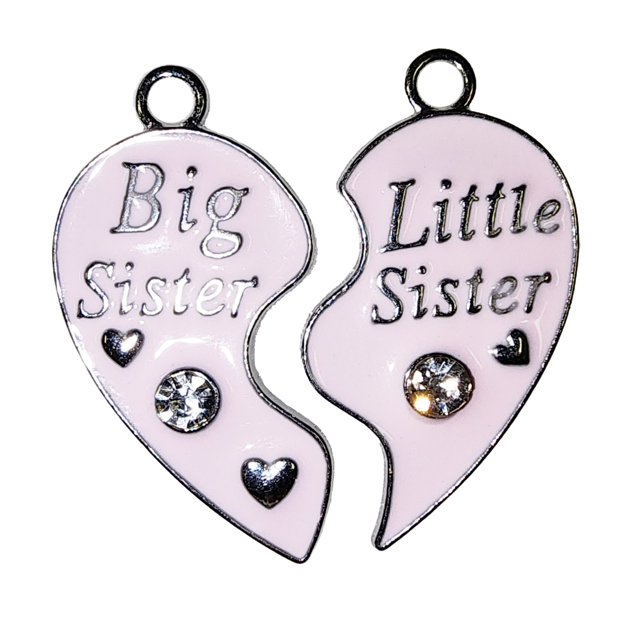 Matching Heart Big Sister Little Sister with Rhinestone Charm 35x18mm ...