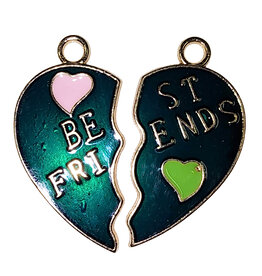 Matching Green Heart Best Friends Charm 25x16mm