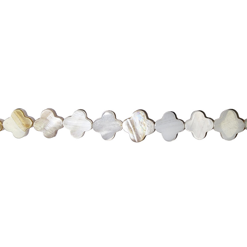 4 Leaf Clover Shell Beads 16" Strand 8mm
