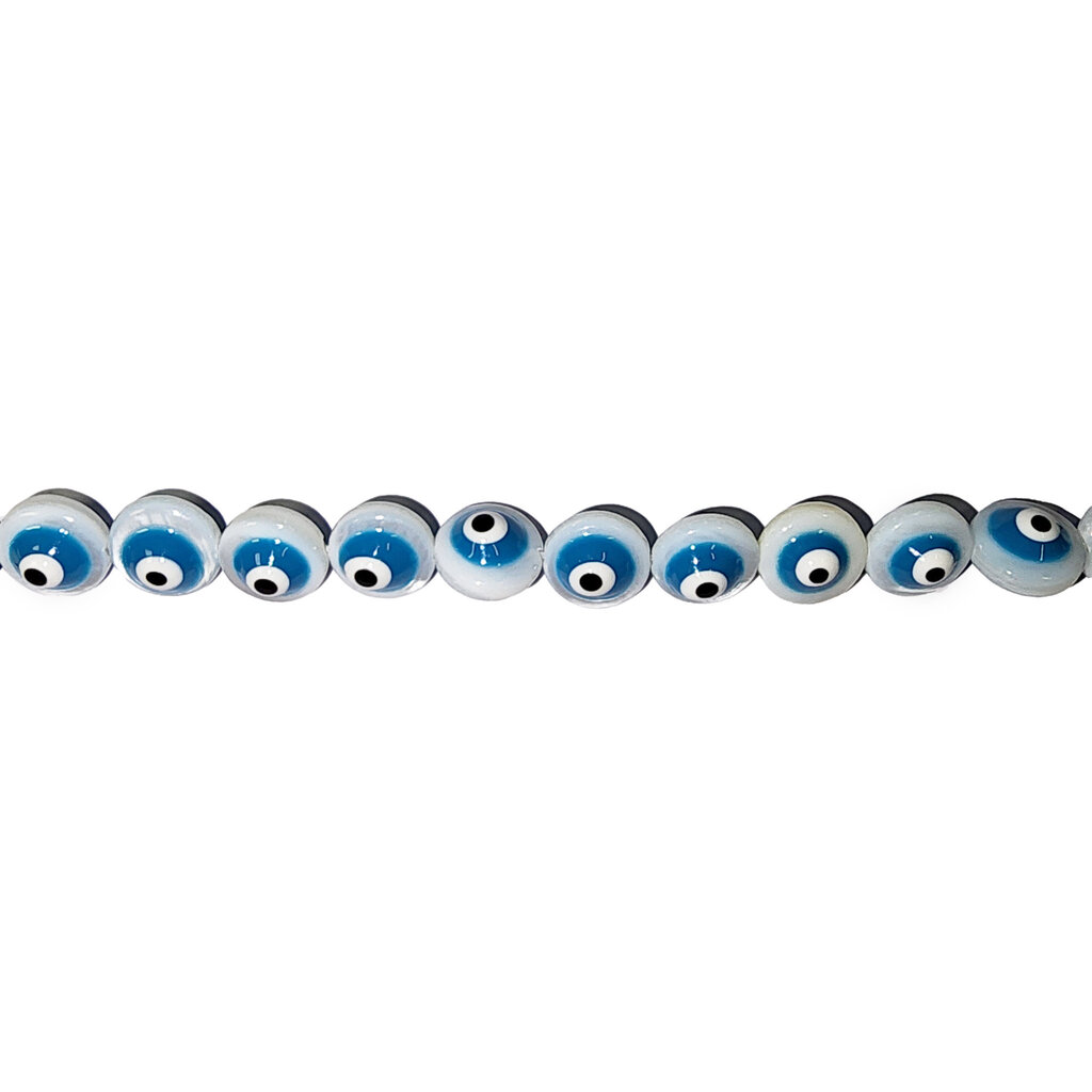 Evil Eye Shell Beads 16" Strand 8mm