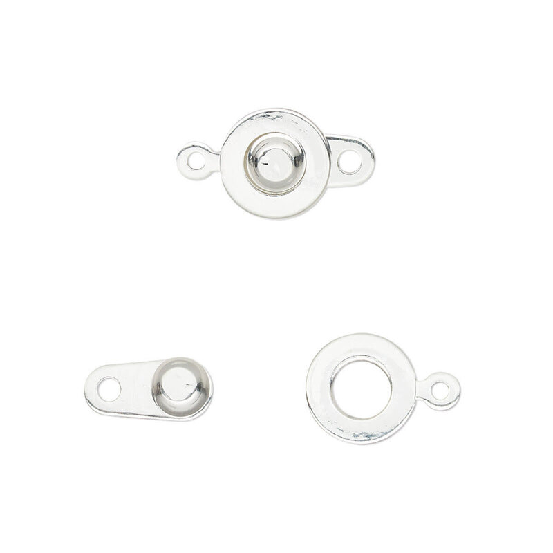 Button Clasp Silver-Plated Brass 9mm 5pcs.