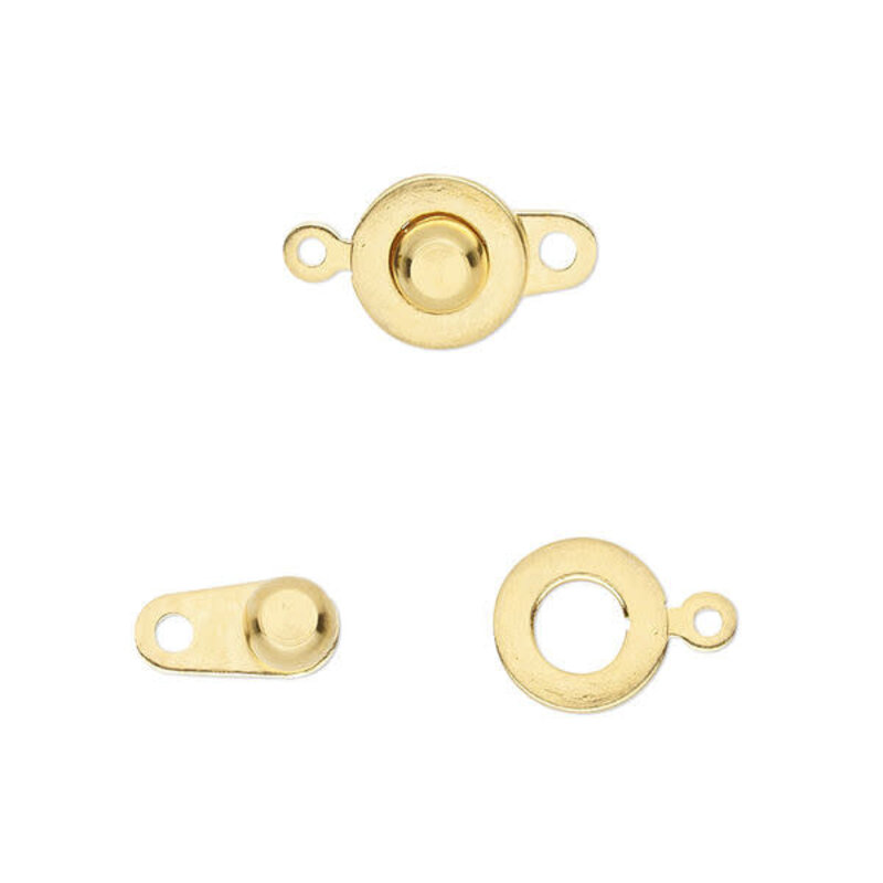 Yiwu Findings Button Clasp Gold-Plated Brass 9mm 5pcs.