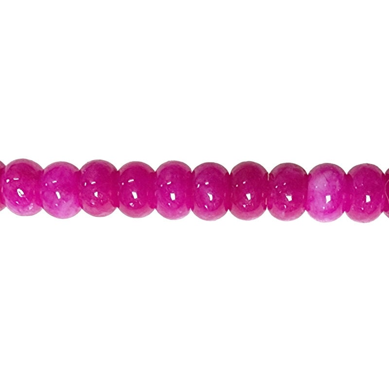 Dyed Pink Agate Smooth Rondelle 16" Strand