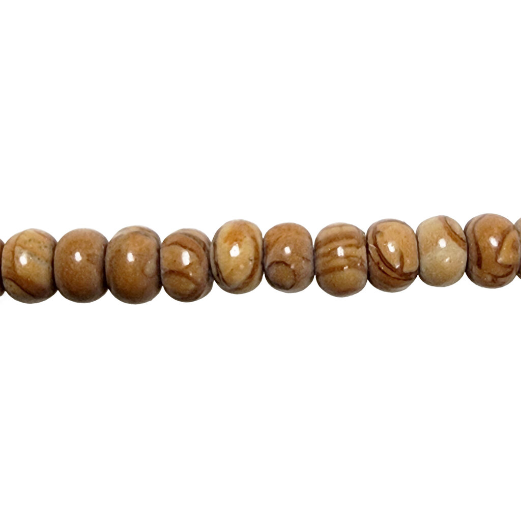 Picture Jasper Smooth Rondelle 16" Strand