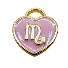 Gold Pink Heart Scorpio Enamel Charm 11x11mm 3pcs.