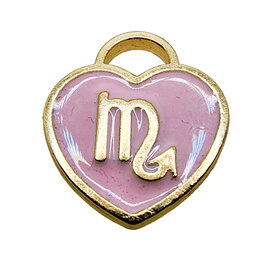 Gold Pink Heart Scorpio Enamel Charm 11x11mm 3pcs.