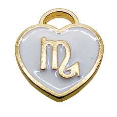 Gold White Heart Scorpio Enamel Charm 11x11mm 3pcs.