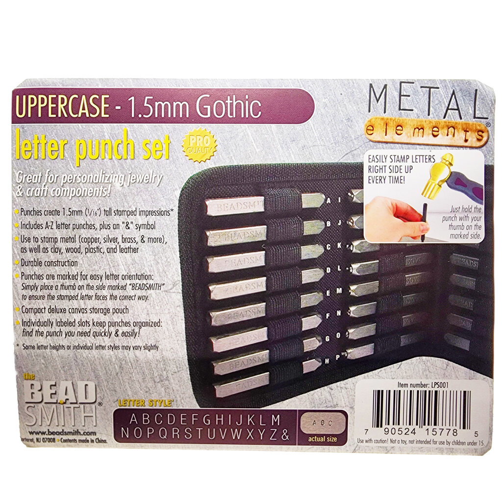 Beadsmith Gothic Uppercase Punch Set w/ Case 27Pcs 1.5mm