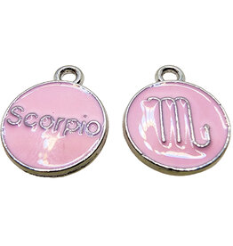 Silver Pink Scorpio Enamel Charm 12mm 3pcs.