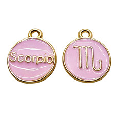 Gold Pink Scorpio Enamel Charm 12mm 3pcs.