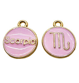 Gold Pink Scorpio Enamel Charm 12mm 3pcs.