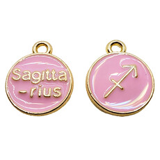 Gold Pink Sagittarius Enamel Charm 12mm 3pcs.