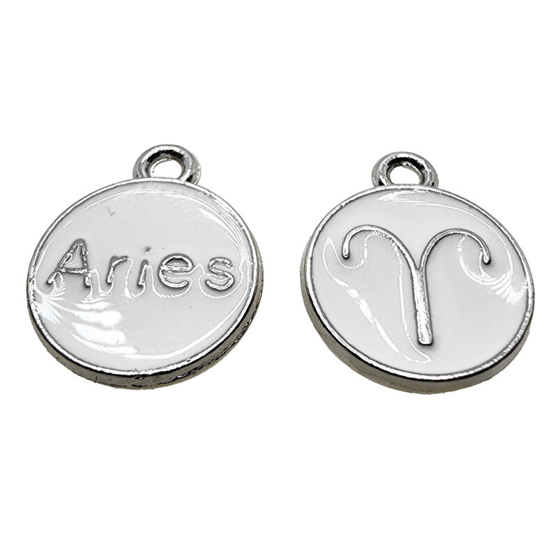 Silver White Aries Enamel Charm 12mm 3pcs.
