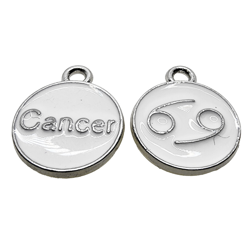 Silver White Cancer Enamel Charm 12mm 3pcs.