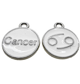 Silver White Cancer Enamel Charm 12mm 3pcs.
