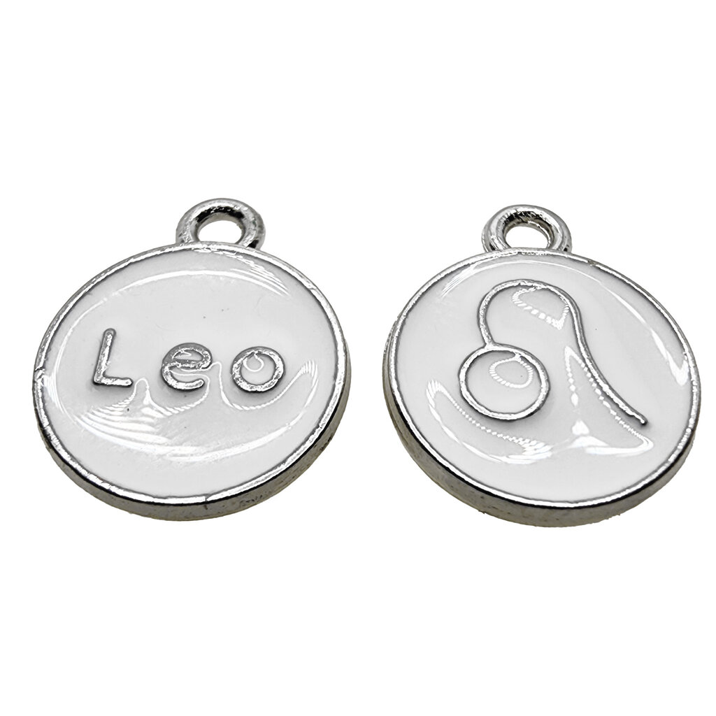 Silver White Leo Enamel Charm 12mm 3pcs.