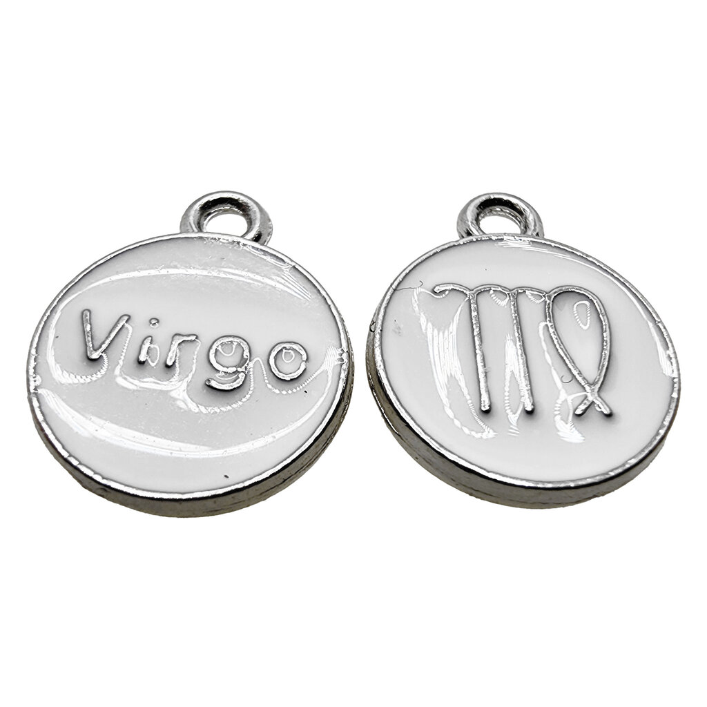 Silver White Virgo Enamel Charm 12mm 3pcs.