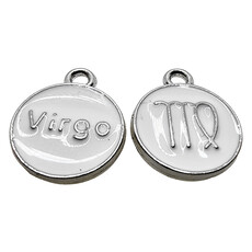 Silver White Virgo Enamel Charm 12mm 3pcs.