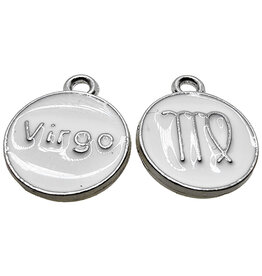 Silver White Virgo Enamel Charm 12mm 3pcs.
