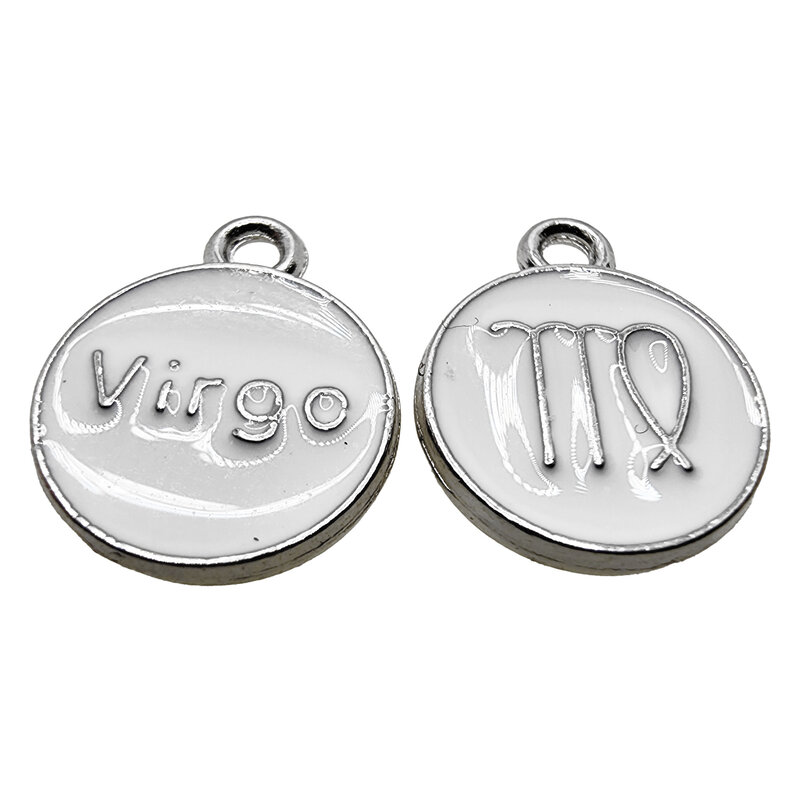 Silver White Virgo Enamel Charm 12mm 3pcs.