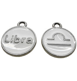 Silver White Libra Enamel Charm 12mm 3pcs.