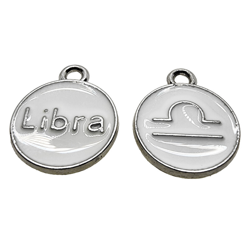 Silver White Libra Enamel Charm 12mm 3pcs.