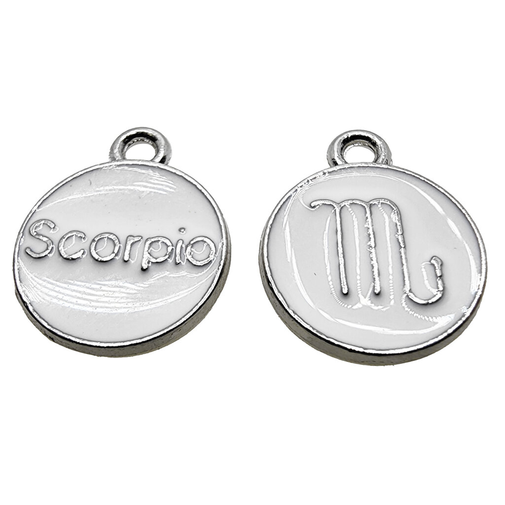 Silver White Scorpio Enamel Charm 12mm 3pcs.