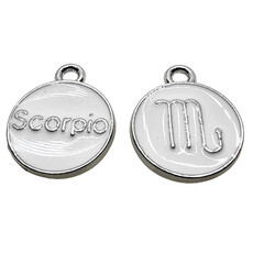 Silver White Scorpio Enamel Charm 12mm 3pcs.