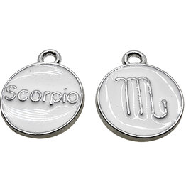 Silver White Scorpio Enamel Charm 12mm 3pcs.