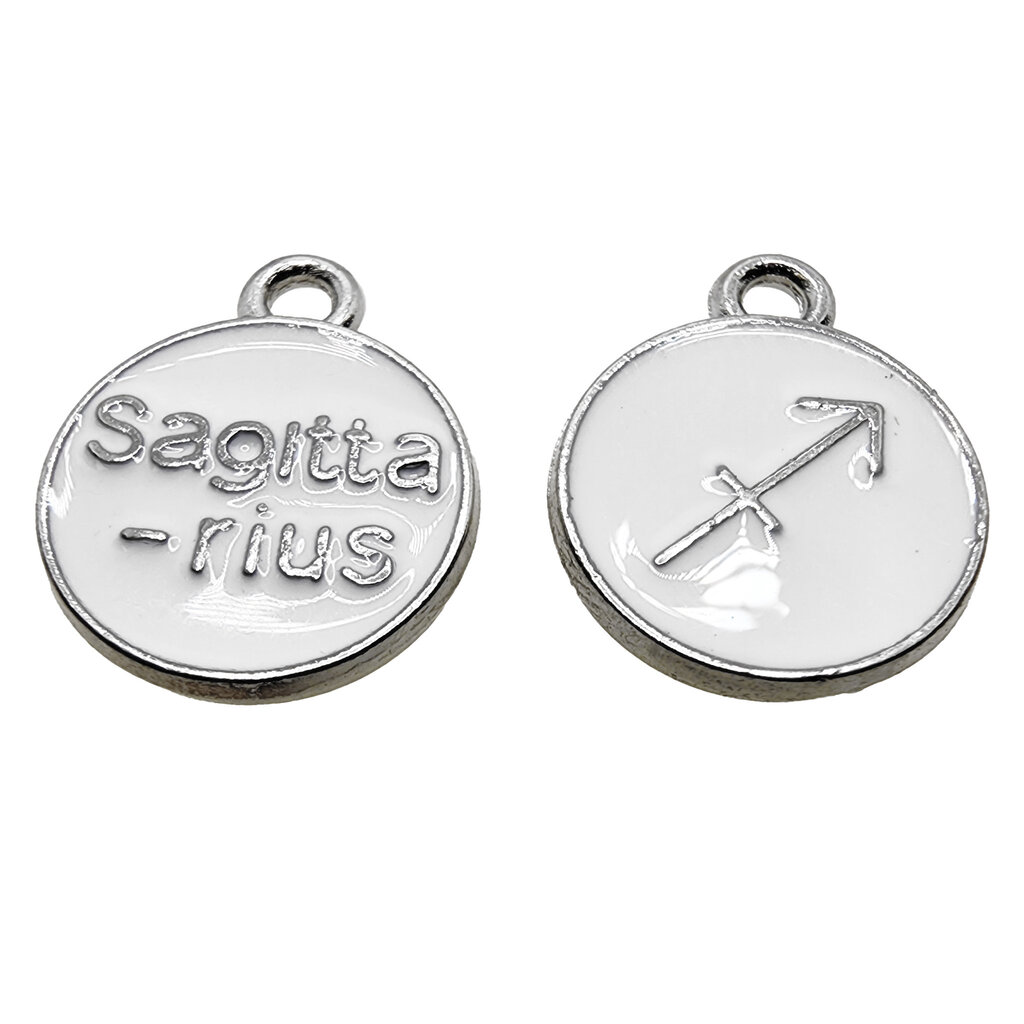 Silver White Sagittarius Enamel Charm 12mm 3pcs.
