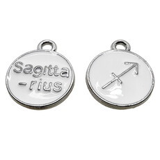 Silver White Sagittarius Enamel Charm 12mm 3pcs.