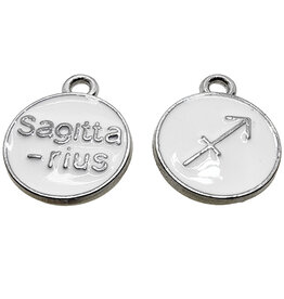 Silver White Sagittarius Enamel Charm 12mm 3pcs.