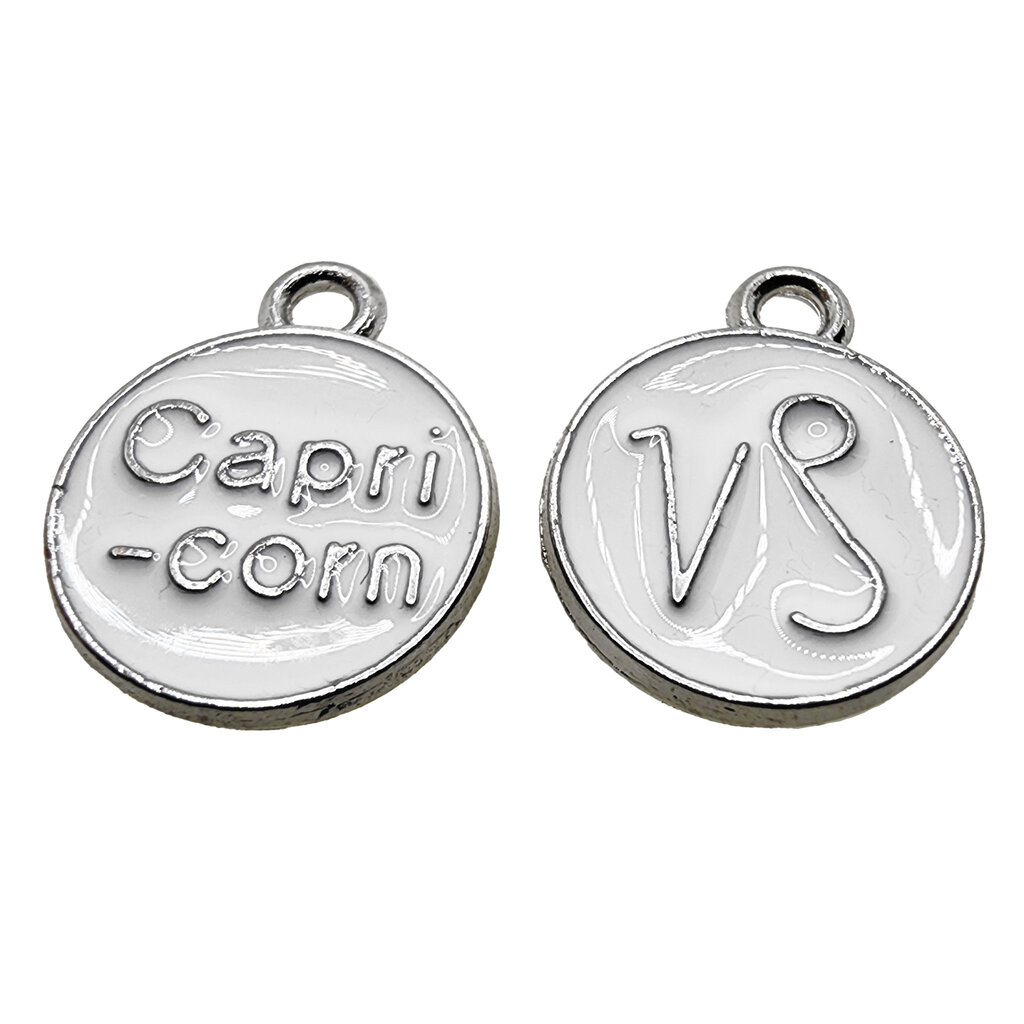 Silver White Capricorn Enamel Charm 12mm 3pcs.