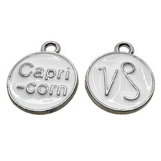 Silver White Capricorn Enamel Charm 12mm 3pcs.